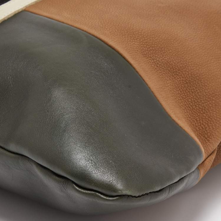 Pre Owned Celine Tricolor Leather and Suede Racer Stripe Hobo