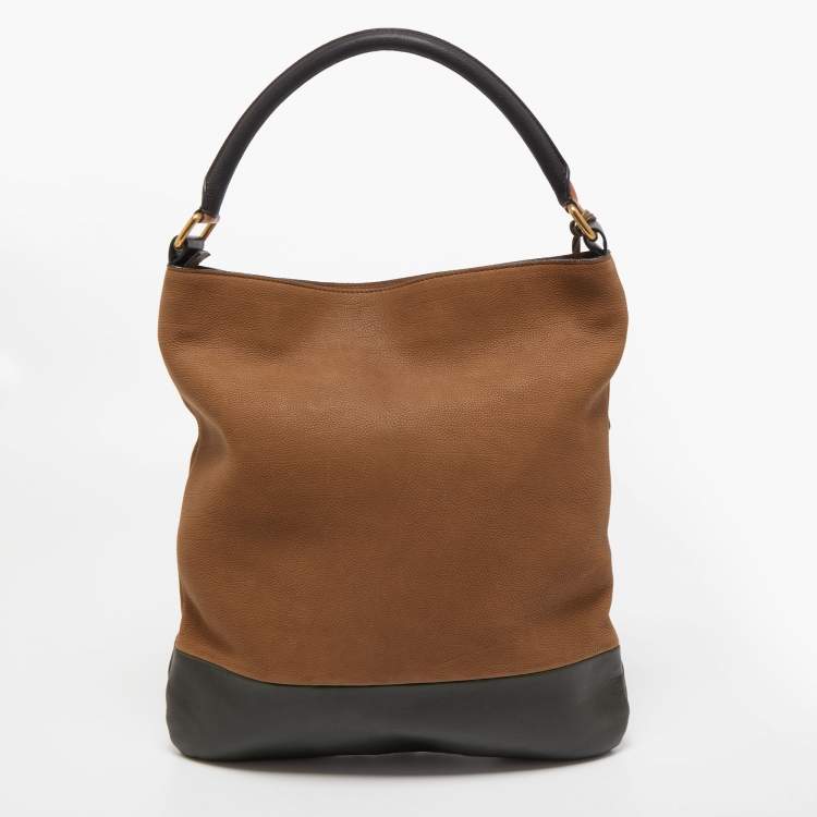 Pre Owned Celine Tricolor Leather and Suede Racer Stripe Hobo
