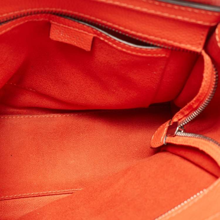 Pre Owned Céline Orange Grained Leather Nano Luggage Tote