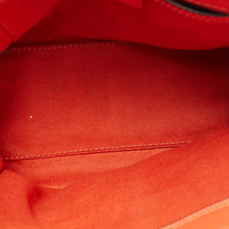 Pre Owned Céline Orange Grained Leather Nano Luggage Tote
