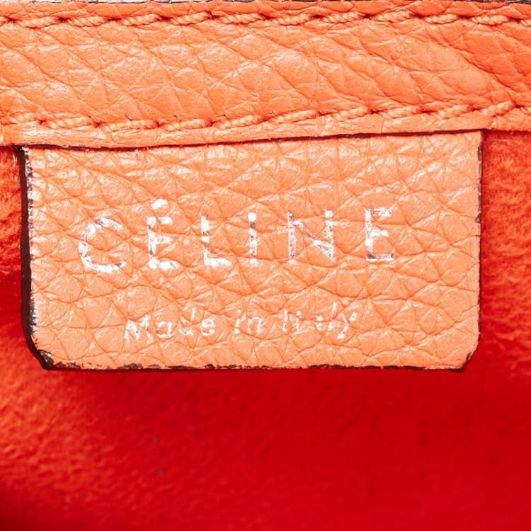 Pre Owned Céline Orange Grained Leather Nano Luggage Tote