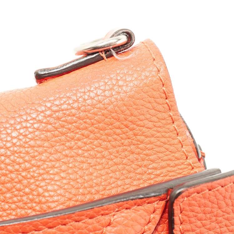 Pre Owned Céline Orange Grained Leather Nano Luggage Tote