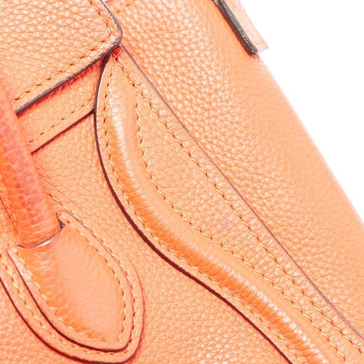 Pre Owned Céline Orange Grained Leather Nano Luggage Tote