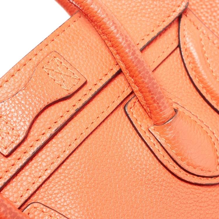 Pre Owned Céline Orange Grained Leather Nano Luggage Tote