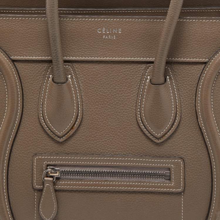 Pre Owned Celine Grey Leather Micro Luggage Tote