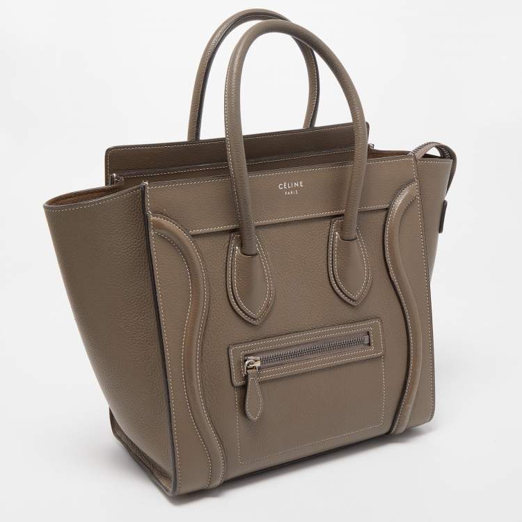 Pre Owned Celine Grey Leather Micro Luggage Tote