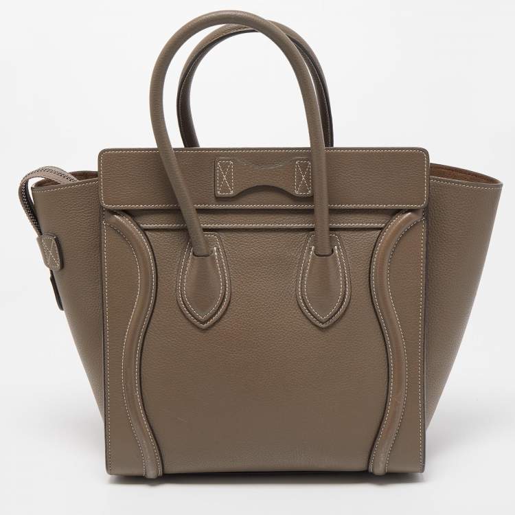 Pre Owned Celine Grey Leather Micro Luggage Tote