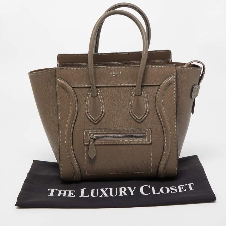 Pre Owned Celine Grey Leather Micro Luggage Tote