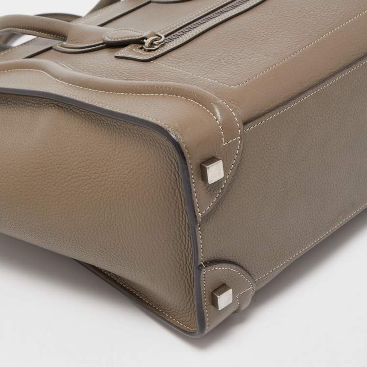 Pre Owned Celine Grey Leather Micro Luggage Tote