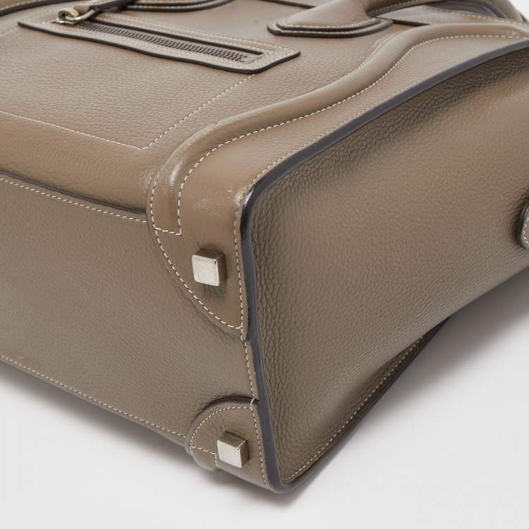 Pre Owned Celine Grey Leather Micro Luggage Tote