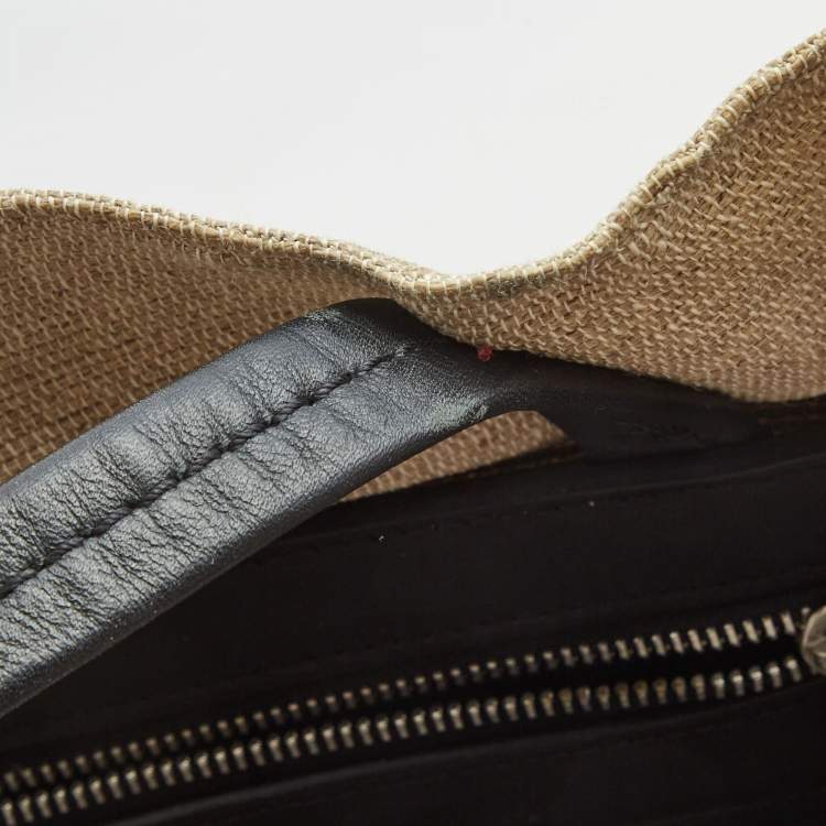 Pre Owned Celine Cream/Black Canvas and Leather Cabas Phantom Tote