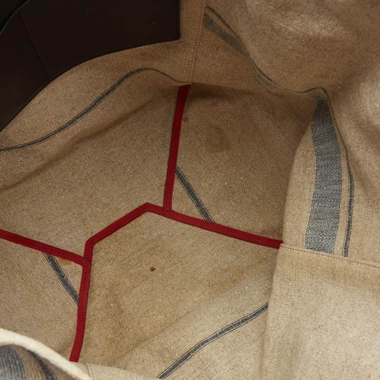 Pre Owned Celine Cream/Black Canvas and Leather Cabas Phantom Tote