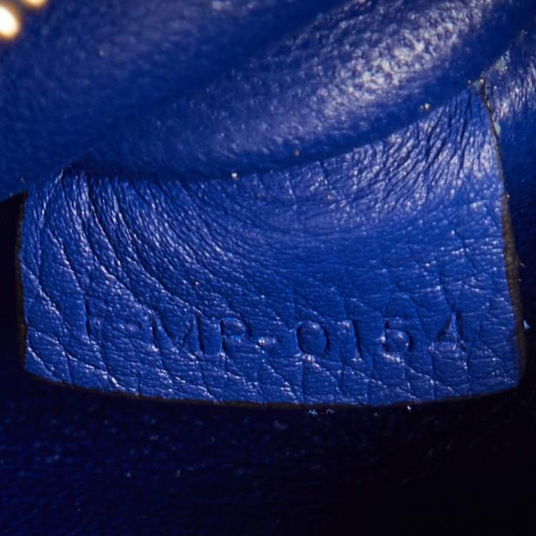 Pre Owned Celine Blue Leather and Suede Small Trapeze Top Handle Bag