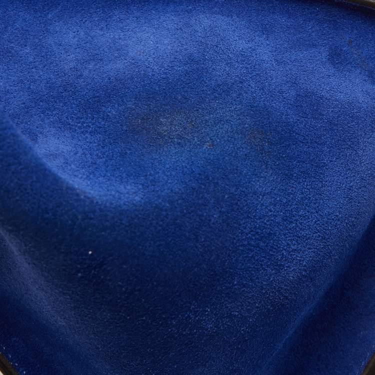 Pre Owned Celine Blue Leather and Suede Small Trapeze Top Handle Bag