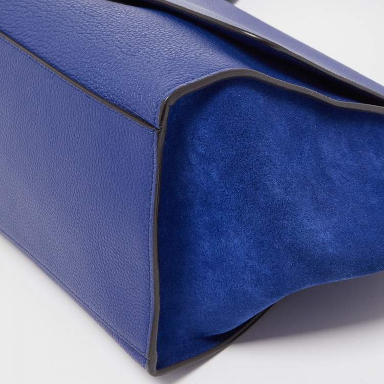 Pre Owned Celine Blue Leather and Suede Small Trapeze Top Handle Bag