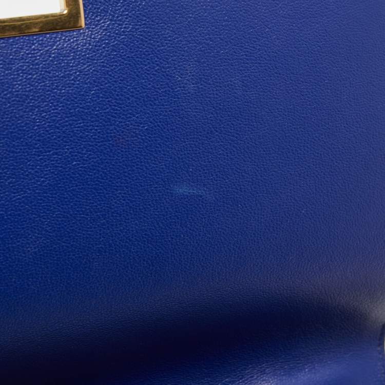 Pre Owned Celine Blue Leather and Suede Small Trapeze Top Handle Bag