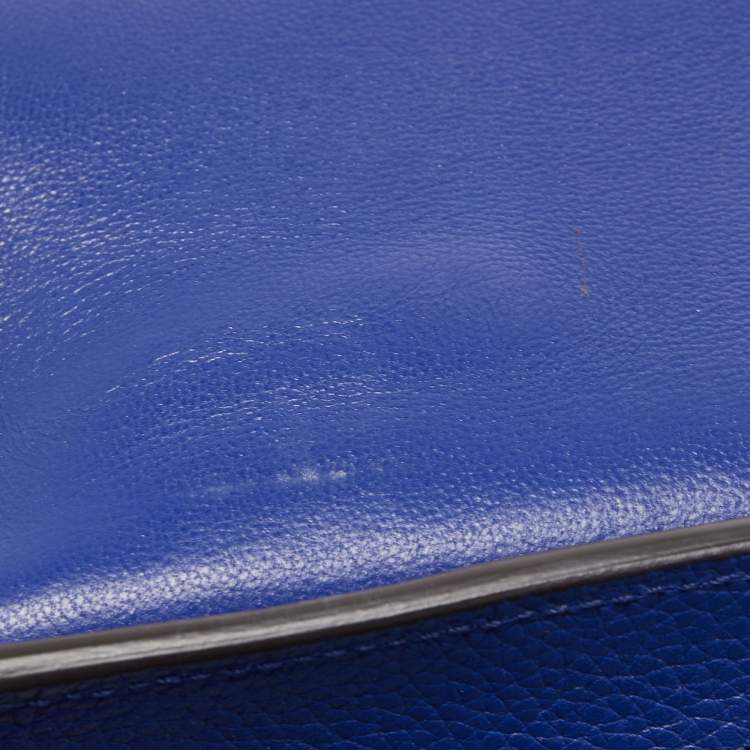 Pre Owned Celine Blue Leather and Suede Small Trapeze Top Handle Bag
