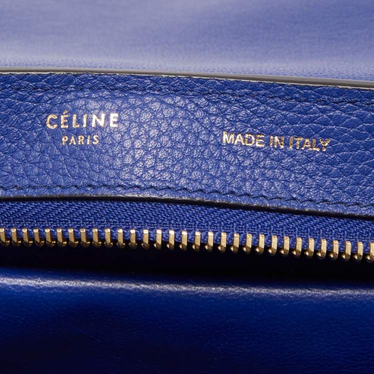 Pre Owned Celine Blue Leather and Suede Small Trapeze Top Handle Bag