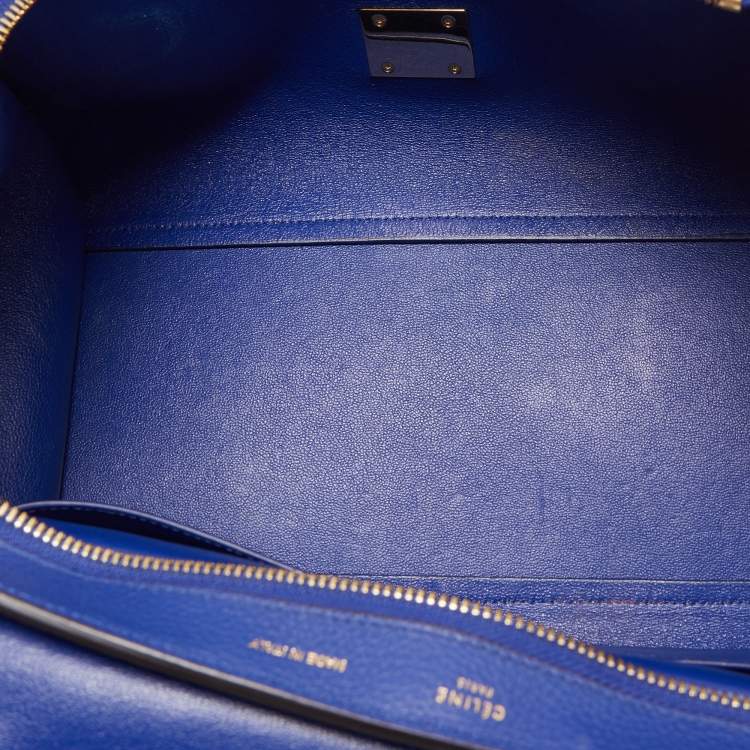 Pre Owned Celine Blue Leather and Suede Small Trapeze Top Handle Bag