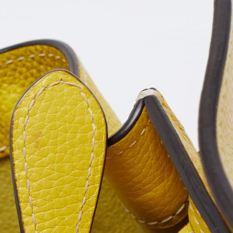 Pre Owned Celine Yellow Leather Mini Luggage Tote