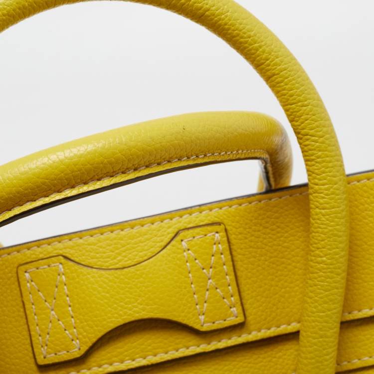 Pre Owned Celine Yellow Leather Mini Luggage Tote