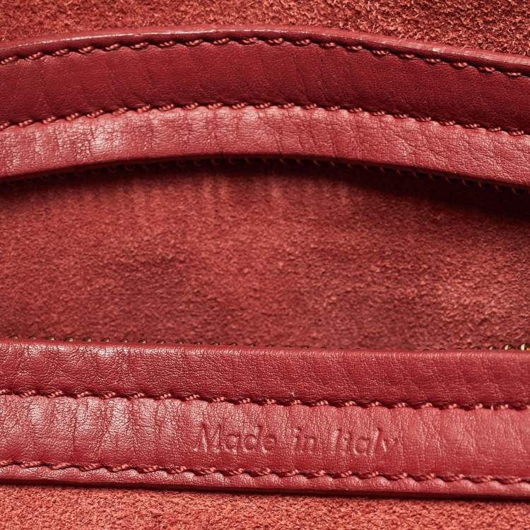 Pre Owned Celine Red Leather Medium Phantom Luggage Tote