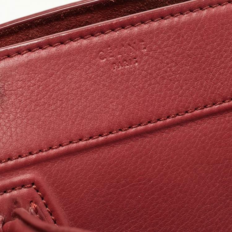 Pre Owned Celine Red Leather Medium Phantom Luggage Tote