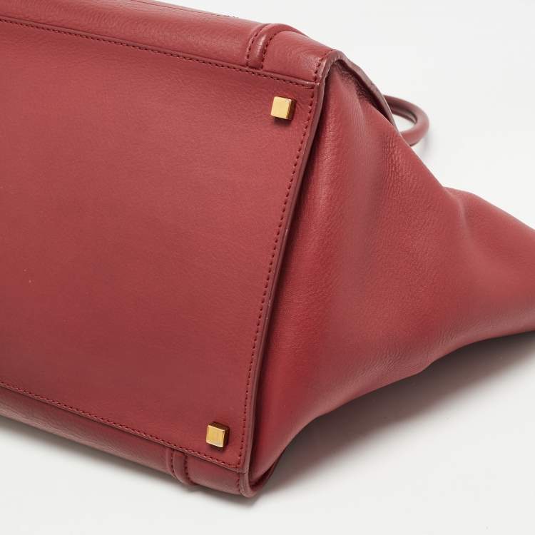 Pre Owned Celine Red Leather Medium Phantom Luggage Tote