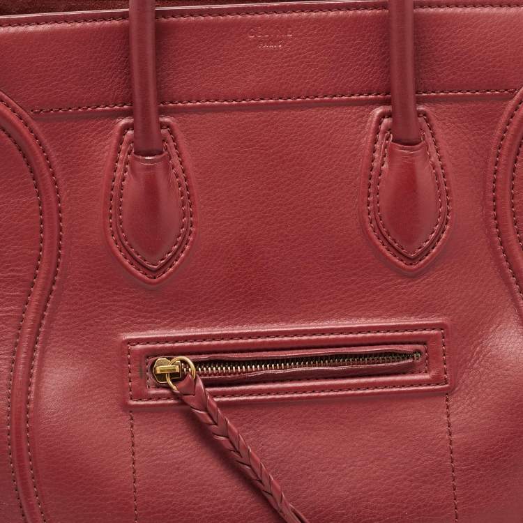 Pre Owned Celine Red Leather Medium Phantom Luggage Tote