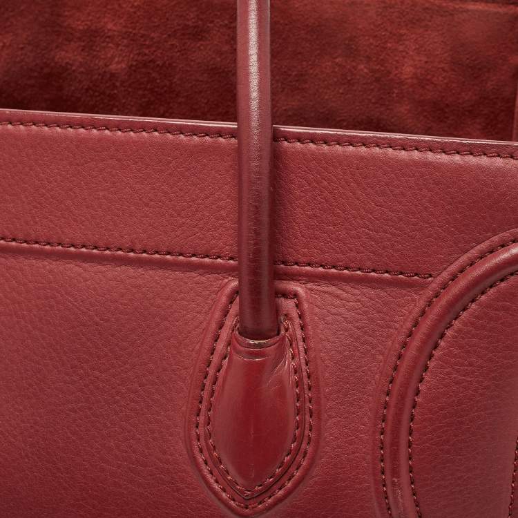 Pre Owned Celine Red Leather Medium Phantom Luggage Tote
