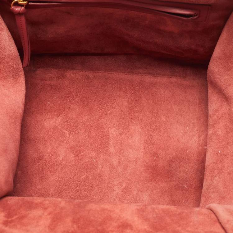 Pre Owned Celine Red Leather Medium Phantom Luggage Tote