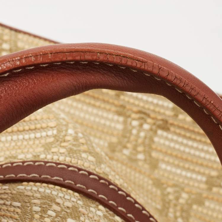 Pre Owned Celine Brown/Beige Macadam Raffia and Leather Boogie Tote