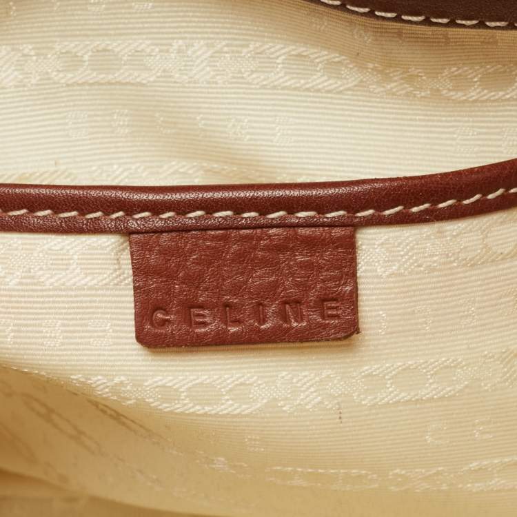 Pre Owned Celine Brown/Beige Macadam Raffia and Leather Boogie Tote
