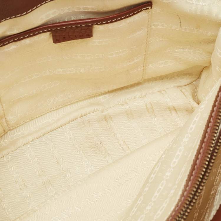 Pre Owned Celine Brown/Beige Macadam Raffia and Leather Boogie Tote