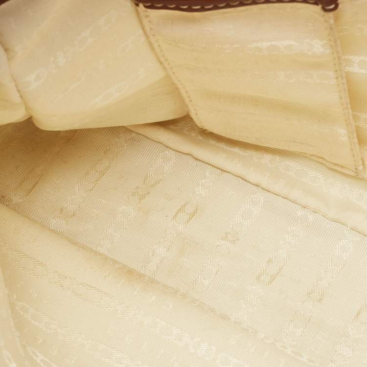 Pre Owned Celine Brown/Beige Macadam Raffia and Leather Boogie Tote