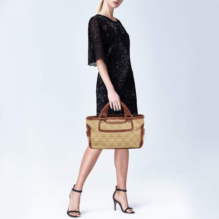 Celine Raffia & Leather Pouch