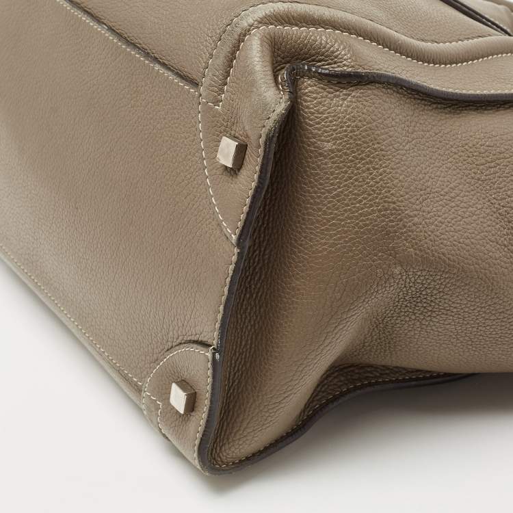 Pre Owned Celine Dark Beige Leather Mini Luggage Tote