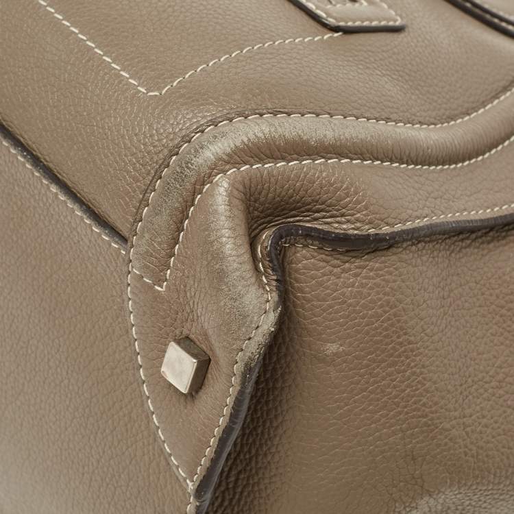 Pre Owned Celine Dark Beige Leather Mini Luggage Tote
