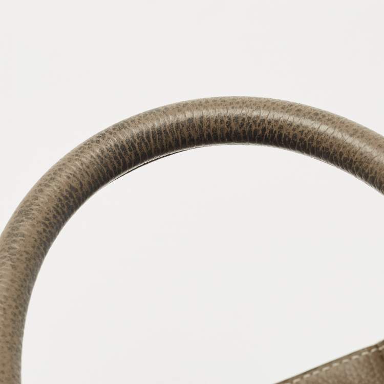 Pre Owned Celine Dark Beige Leather Mini Luggage Tote