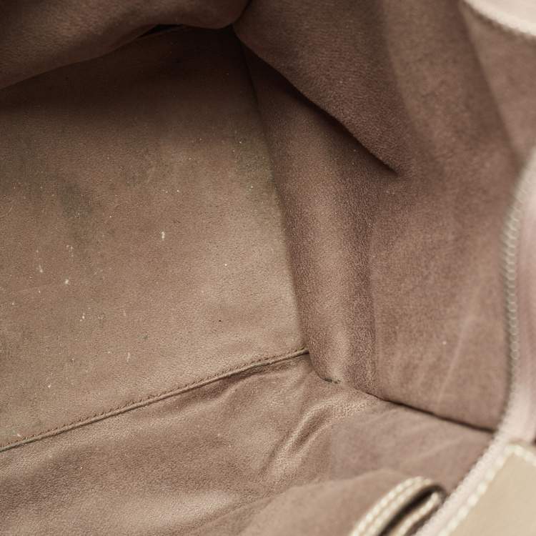 Pre Owned Celine Dark Beige Leather Mini Luggage Tote