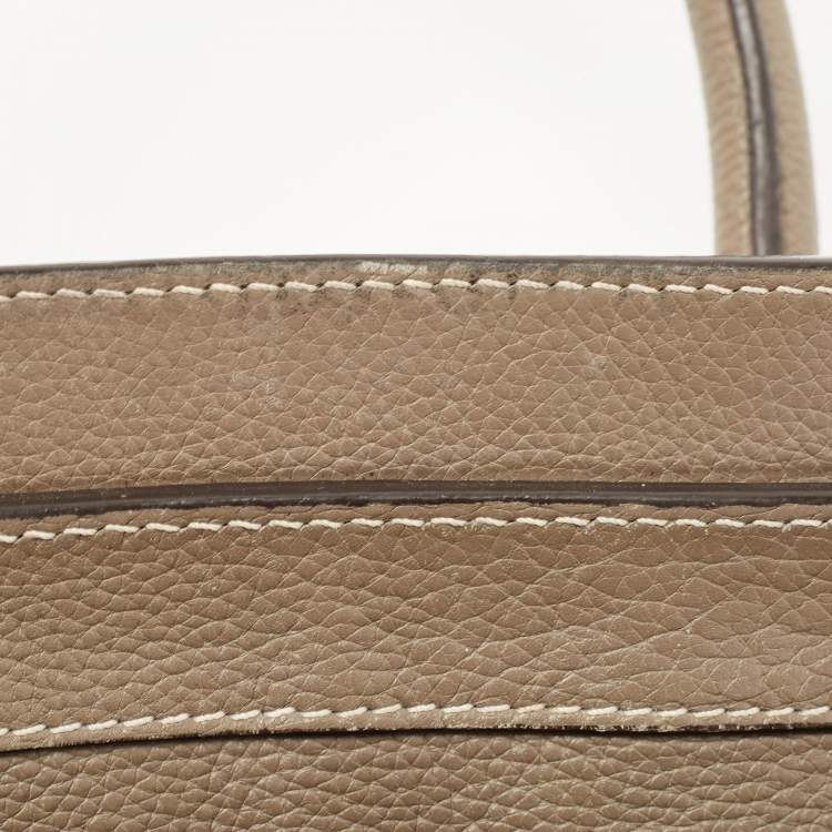 Pre Owned Celine Dark Beige Leather Mini Luggage Tote