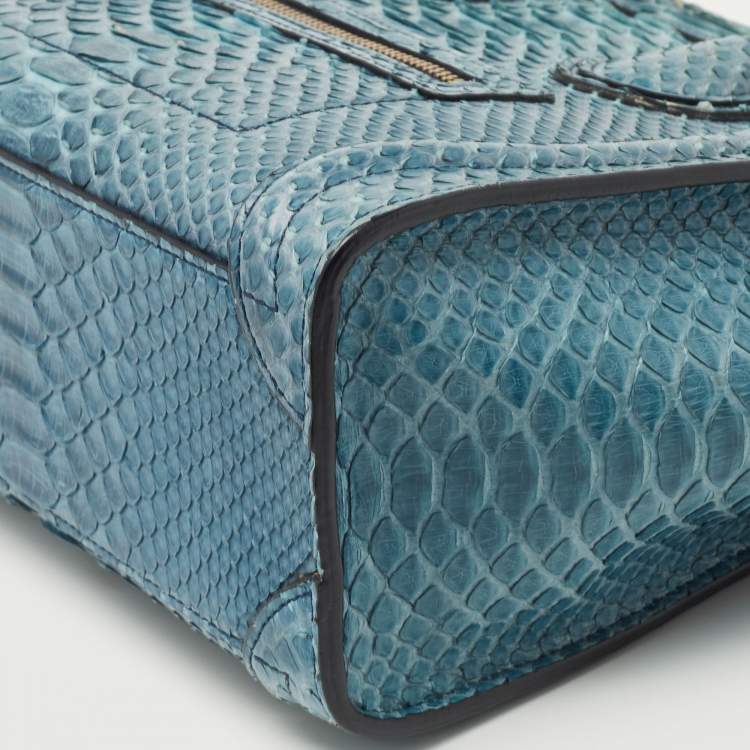 Pre Owned Céline Blue Python Nano Luggage Tote