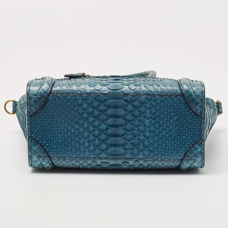 Pre Owned Céline Blue Python Nano Luggage Tote