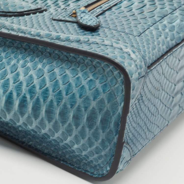 Pre Owned Céline Blue Python Nano Luggage Tote