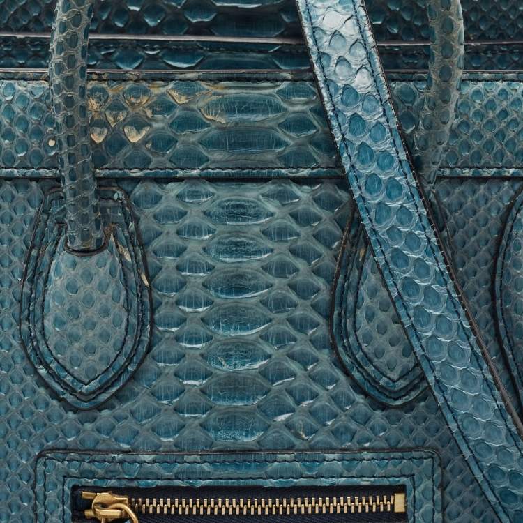 Pre Owned Céline Blue Python Nano Luggage Tote