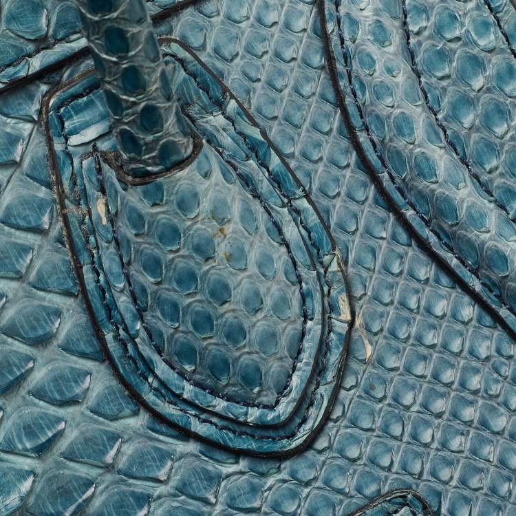 Pre Owned Céline Blue Python Nano Luggage Tote
