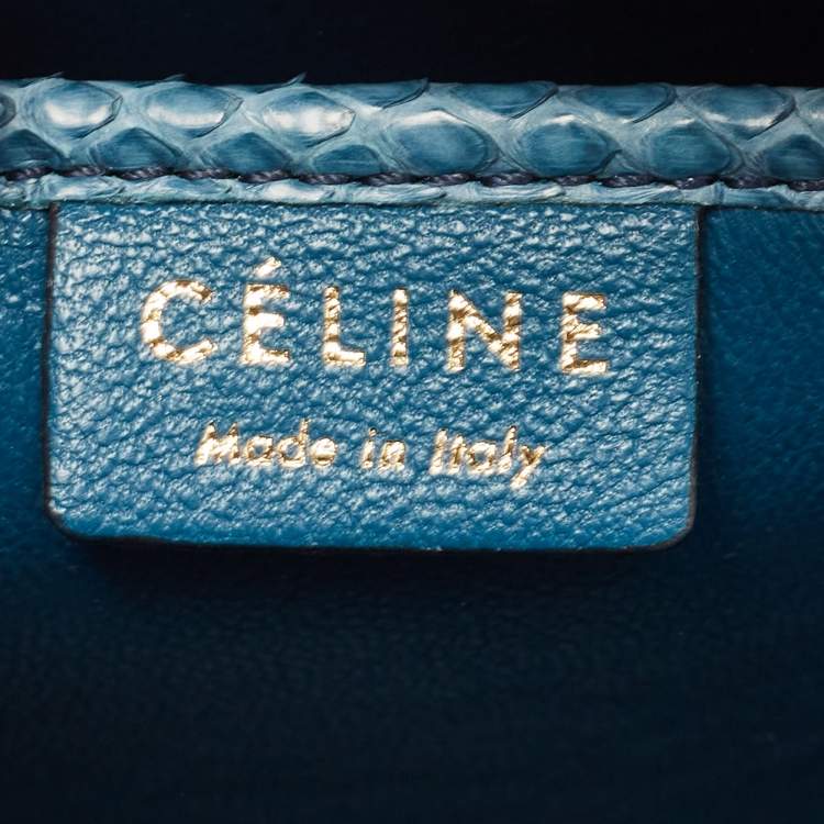 Pre Owned Céline Blue Python Nano Luggage Tote