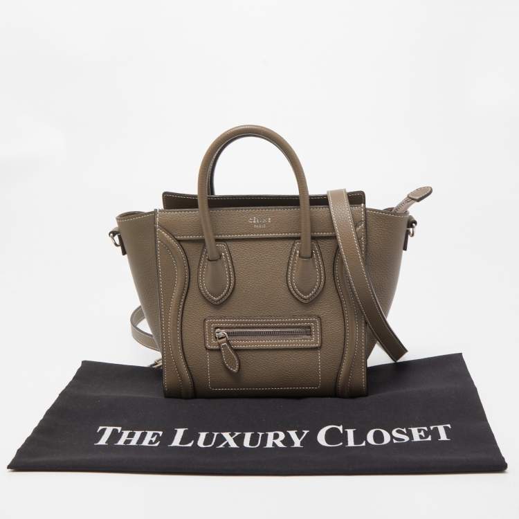 Pre Owned Celine Grey Leather Nano Luggage Tote