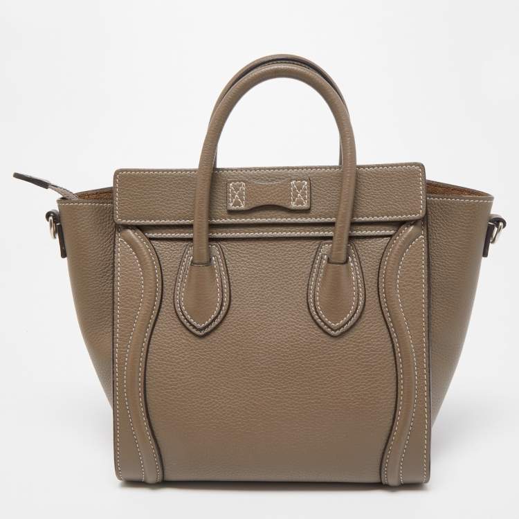 Pre Owned Celine Grey Leather Nano Luggage Tote