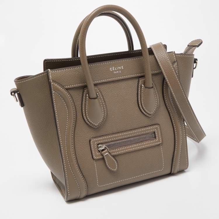 Pre Owned Celine Grey Leather Nano Luggage Tote